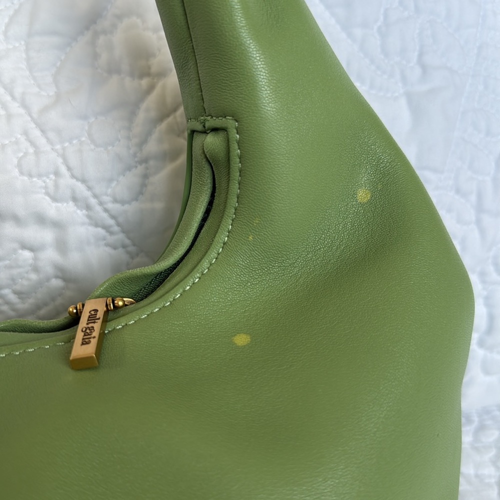 Cult Gaia Meerah Bag Calla Lily Green Gold Leather Mini Shoulder Handbag Top - Picture 11 of 14